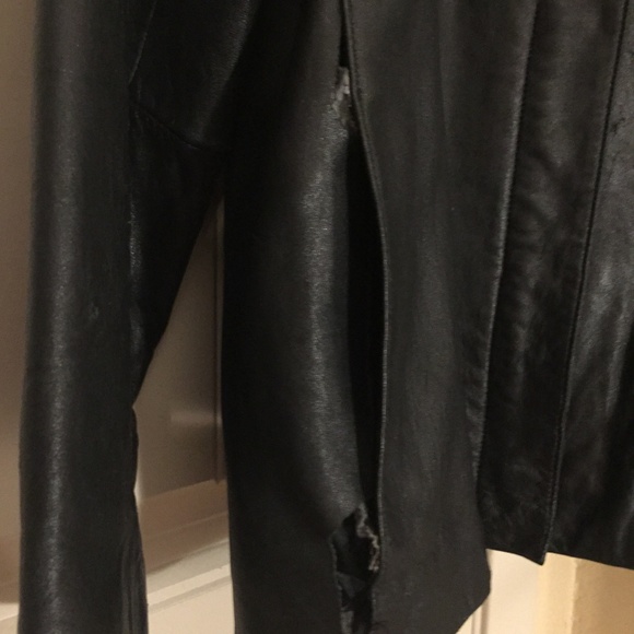 Women's Black Leather Jacket - Jones New York - Picture 3 of 3